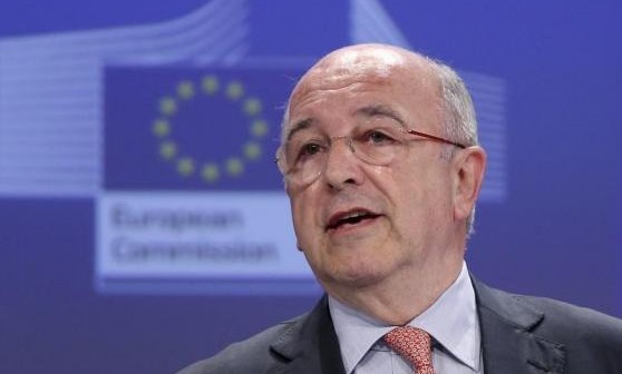 EU Competition Commissioner Almunia addresses a news conference in Brussels