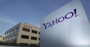 A Yahoo logo is pictured in front of a building in Rolle