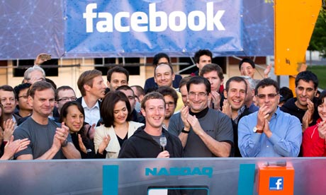 The CEO of Facebook Inc., Mark Zuckerberg, rings the bell at Nasdaq