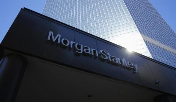 The corporate logo of financial firm Morgan Stanley is pictured on a building in San Diego